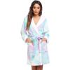 Ekouaer Womens Hooded Bathrobe Plush Short Robe Super Soft Fleece Robe Luxury Sleepwear with Pockets(Z Purple Tie Dye)