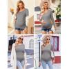 Ekouaer Womens Maternity Shirts Long Sleeve 3 Packs Pregnancy Tee Top Tunic Blouse Casual Mama Clothes S-XXL(3pcs Black / Army Green / Grey)