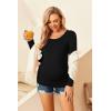 Ekouaer Womens Maternity Shirts Long Sleeve 3 Packs Pregnancy Tee Top Tunic Blouse Casual Mama Clothes S-XXL(3pcs Black / Black / Black)