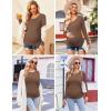 Ekouaer Womens Maternity Shirts Long Sleeve 3 Packs Pregnancy Tee Top Tunic Blouse Casual Mama Clothes S-XXL(3pcs Black / Brown / Khaki)