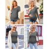 Ekouaer Womens Maternity Shirts Long Sleeve 3 Packs Pregnancy Tee Top Tunic Blouse Casual Mama Clothes S-XXL(3pcs Black / Green / Dark Grey)