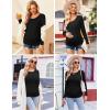 Ekouaer Womens Maternity Shirts Long Sleeve 3 Packs Pregnancy Tee Top Tunic Blouse Casual Mama Clothes S-XXL(3pcs Black / Green / Teal)