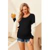 Ekouaer Womens Maternity Shirts Long Sleeve 3 Packs Pregnancy Tee Top Tunic Blouse Casual Mama Clothes S-XXL(3pcs Black / White / White)