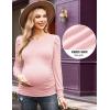 Ekouaer Women’s Maternity Shirts Long Sleeve Pregnancy Tops Basic Ribbed Knit Pregnant Blouses(Pink)