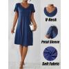Ekouaer Womens Nightgown Short Sleeves Sleepwear V Neck Nightgowns for Women Petal Sleeves Houses Dress Sleepshirt S-XXL(Navy Blue)