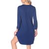 Ekouaer Women’s Nightgown V Neck Striped Button Down Sleepwear 3/4 Sleeves Nightshirts Soft Button Sleep Dress S-XXL(Blue)