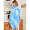 Ekouaer Women’s Nightgown V Neck Striped Button Down Sleepwear 3/4 Sleeves Nightshirts Soft Button Sleep Dress S-XXL(Blue Green)