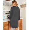 Ekouaer Women’s Nightgown V Neck Striped Button Down Sleepwear 3/4 Sleeves Nightshirts Soft Button Sleep Dress S-XXL(Deep Grey)