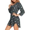 Ekouaer Women’s Nightgown V Neck Striped Button Down Sleepwear 3/4 Sleeves Nightshirts Soft Button Sleep Dress S-XXL(Deep Grey Star Print)