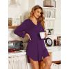 Ekouaer Women’s Nightgown V Neck Striped Button Down Sleepwear 3/4 Sleeves Nightshirts Soft Button Sleep Dress S-XXL(Deep Purple)