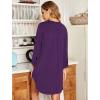 Ekouaer Women’s Nightgown V Neck Striped Button Down Sleepwear 3/4 Sleeves Nightshirts Soft Button Sleep Dress S-XXL(Deep Purple)