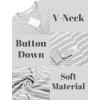 Ekouaer Women’s Nightgown V Neck Striped Button Down Sleepwear 3/4 Sleeves Nightshirts Soft Button Sleep Dress S-XXL(Grey Stripes)