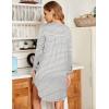 Ekouaer Women’s Nightgown V Neck Striped Button Down Sleepwear 3/4 Sleeves Nightshirts Soft Button Sleep Dress S-XXL(Grey Stripes)
