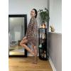 Ekouaer Women’s Nightgown V Neck Striped Button Down Sleepwear 3/4 Sleeves Nightshirts Soft Button Sleep Dress S-XXL(Leopard)