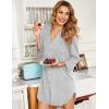 Ekouaer Women’s Nightgown V Neck Striped Button Down Sleepwear 3/4 Sleeves Nightshirts Soft Button Sleep Dress S-XXL(Light Grey)