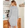 Ekouaer Women’s Nightgown V Neck Striped Button Down Sleepwear 3/4 Sleeves Nightshirts Soft Button Sleep Dress S-XXL(Light Grey)