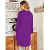Ekouaer Women’s Nightgown V Neck Striped Button Down Sleepwear 3/4 Sleeves Nightshirts Soft Button Sleep Dress S-XXL(Purple)