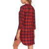 Ekouaer Women’s Nightgown V Neck Striped Button Down Sleepwear 3/4 Sleeves Nightshirts Soft Button Sleep Dress S-XXL(Red Plaid)