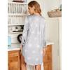 Ekouaer Women’s Nightgown V Neck Striped Button Down Sleepwear 3/4 Sleeves Nightshirts Soft Button Sleep Dress S-XXL(Star Print)