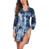 Ekouaer Women’s Nightgown V Neck Striped Button Down Sleepwear 3/4 Sleeves Nightshirts Soft Button Sleep Dress S-XXL(Tie Dye Star Print)