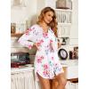 Ekouaer Women’s Nightgown V Neck Striped Button Down Sleepwear 3/4 Sleeves Nightshirts Soft Button Sleep Dress S-XXL(White Floral)