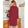 Ekouaer Women’s Nightgown V Neck Striped Button Down Sleepwear 3/4 Sleeves Nightshirts Soft Button Sleep Dress S-XXL(Wine Red)