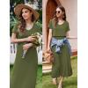 Ekouaer Women’s Nursing Dress Summer V Neck Short Sleeve Maternity Split Long Dresses for Breastfeeding with Pockets S-XXL(Army Green)