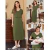 Ekouaer Women’s Nursing Dress Summer V Neck Short Sleeve Maternity Split Long Dresses for Breastfeeding with Pockets S-XXL(Army Green)
