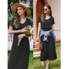 Ekouaer Women’s Nursing Dress Summer V Neck Short Sleeve Maternity Split Long Dresses for Breastfeeding with Pockets S-XXL(Black)