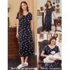 Ekouaer Women’s Nursing Dress Summer V Neck Short Sleeve Maternity Split Long Dresses for Breastfeeding with Pockets S-XXL(Black-floral-white)
