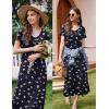 Ekouaer Women’s Nursing Dress Summer V Neck Short Sleeve Maternity Split Long Dresses for Breastfeeding with Pockets S-XXL(Black-floral-white)