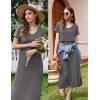 Ekouaer Women’s Nursing Dress Summer V Neck Short Sleeve Maternity Split Long Dresses for Breastfeeding with Pockets S-XXL(Dark Grey)