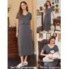 Ekouaer Women’s Nursing Dress Summer V Neck Short Sleeve Maternity Split Long Dresses for Breastfeeding with Pockets S-XXL(Dark Grey)