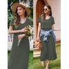 Ekouaer Women’s Nursing Dress Summer V Neck Short Sleeve Maternity Split Long Dresses for Breastfeeding with Pockets S-XXL(Green)