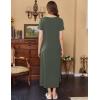 Ekouaer Women’s Nursing Dress Summer V Neck Short Sleeve Maternity Split Long Dresses for Breastfeeding with Pockets S-XXL(Green)