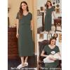 Ekouaer Women’s Nursing Dress Summer V Neck Short Sleeve Maternity Split Long Dresses for Breastfeeding with Pockets S-XXL(Green)