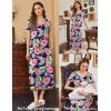 Ekouaer Women’s Nursing Dress Summer V Neck Short Sleeve Maternity Split Long Dresses for Breastfeeding with Pockets S-XXL(Green-floral)