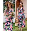 Ekouaer Women’s Nursing Dress Summer V Neck Short Sleeve Maternity Split Long Dresses for Breastfeeding with Pockets S-XXL(Green-floral)