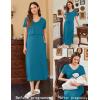 Ekouaer Women’s Nursing Dress Summer V Neck Short Sleeve Maternity Split Long Dresses for Breastfeeding with Pockets S-XXL(Teal)