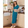 Ekouaer Women’s Nursing Dress Summer V Neck Short Sleeve Maternity Split Long Dresses for Breastfeeding with Pockets S-XXL(Teal)