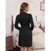 Ekouaer Women‘s Robes Lightweight 3/4 Sleeve Short Knit Bathrobe Soft Knee Length Sleepwear Robes with Pockets S-XXL(Black)