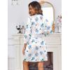 Ekouaer Women‘s Robes Lightweight 3/4 Sleeve Short Knit Bathrobe Soft Knee Length Sleepwear Robes with Pockets S-XXL(Blue Floral)