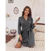 Ekouaer Women‘s Robes Lightweight 3/4 Sleeve Short Knit Bathrobe Soft Knee Length Sleepwear Robes with Pockets S-XXL(Dark Grey)