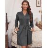 Ekouaer Women‘s Robes Lightweight 3/4 Sleeve Short Knit Bathrobe Soft Knee Length Sleepwear Robes with Pockets S-XXL(Dark Grey)