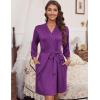 Ekouaer Women‘s Robes Lightweight 3/4 Sleeve Short Knit Bathrobe Soft Knee Length Sleepwear Robes with Pockets S-XXL(Eggplant)