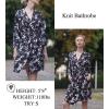 Ekouaer Women‘s Robes Lightweight 3/4 Sleeve Short Knit Bathrobe Soft Knee Length Sleepwear Robes with Pockets S-XXL(Fp Black Big Flowers)