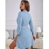 Ekouaer Women‘s Robes Lightweight 3/4 Sleeve Short Knit Bathrobe Soft Knee Length Sleepwear Robes with Pockets S-XXL(L Light Blue)