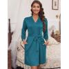Ekouaer Women‘s Robes Lightweight 3/4 Sleeve Short Knit Bathrobe Soft Knee Length Sleepwear Robes with Pockets S-XXL(Lake Blue)