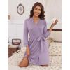 Ekouaer Women‘s Robes Lightweight 3/4 Sleeve Short Knit Bathrobe Soft Knee Length Sleepwear Robes with Pockets S-XXL(Lavender)