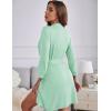 Ekouaer Women‘s Robes Lightweight 3/4 Sleeve Short Knit Bathrobe Soft Knee Length Sleepwear Robes with Pockets S-XXL(Light Green)
